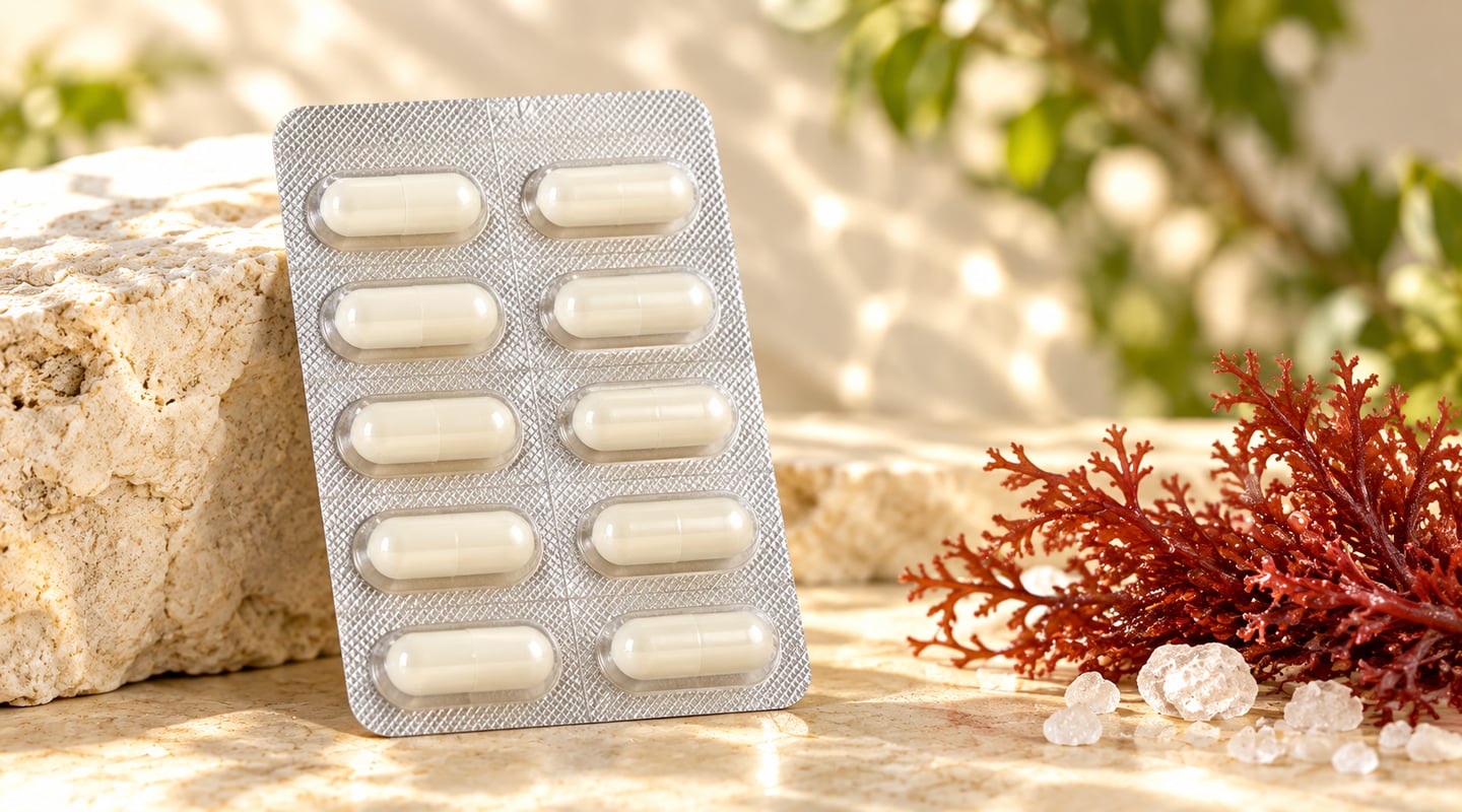 海藻鈣膠囊｜依現有產品素材生成的情境示意