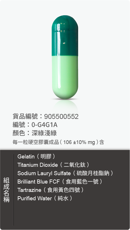 明膠空膠囊,顏色:深綠淺綠 原始規格圖