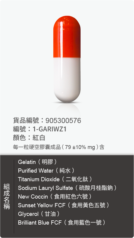 明膠空膠囊,顏色:紅白 原始規格圖