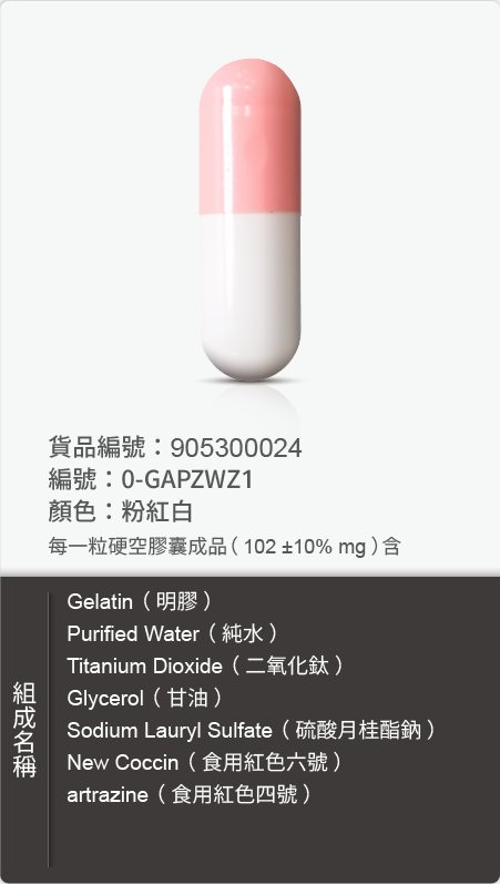 明膠空膠囊,顏色:粉紅白 原始規格圖